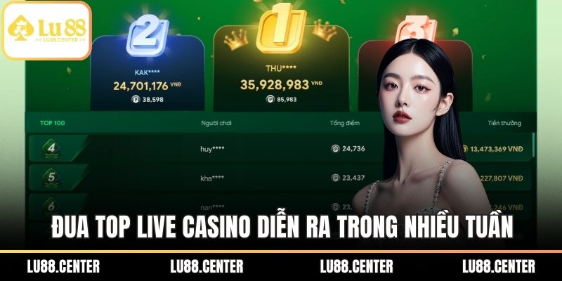 Đua Top Live Casino – Săn Thưởng Khủng, Thắng Lớn Mỗi Tuần 1 Đua top live casino diễn ra trong nhiều tuần